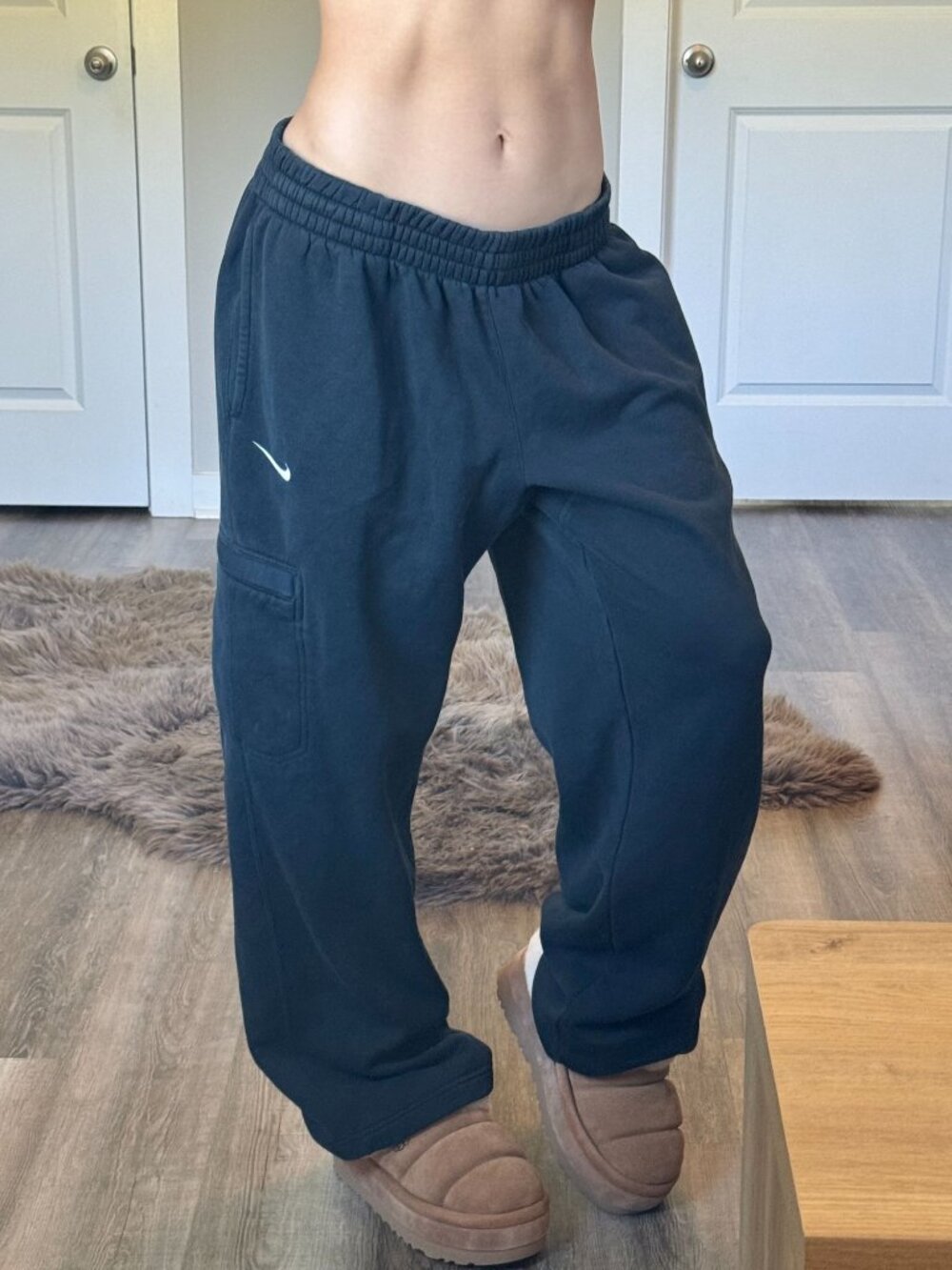 Nike Low Rise Cargo Sweatpants Mens XL Black Baggy Loungewear Streetwear Skater